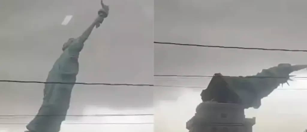 Vientos tumban réplica de la Estatua de la Libertad en Brasil