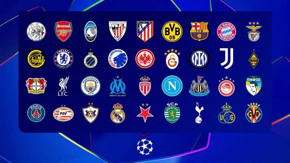 Estos son los 36 equipos en la fase de liga de la Champions