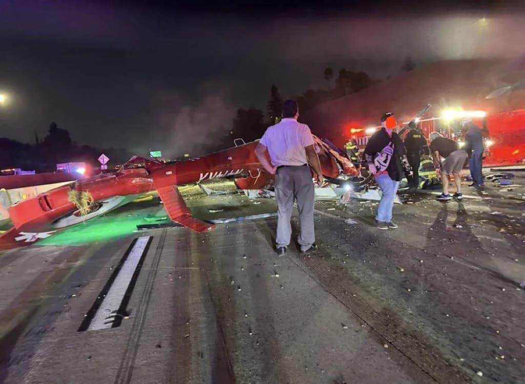 Helicóptero médico cae en California