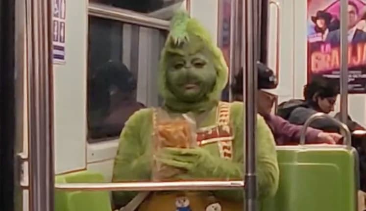 El Grinch invade el Metro CDMX y se hace viral