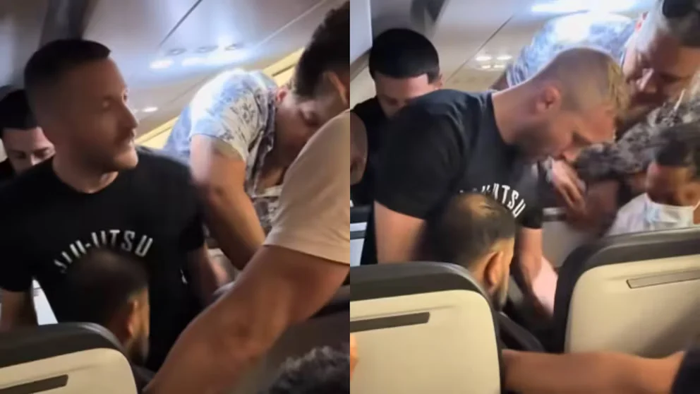 Pasajero intenta abrir puerta de avión y luchador de MMA lo frena